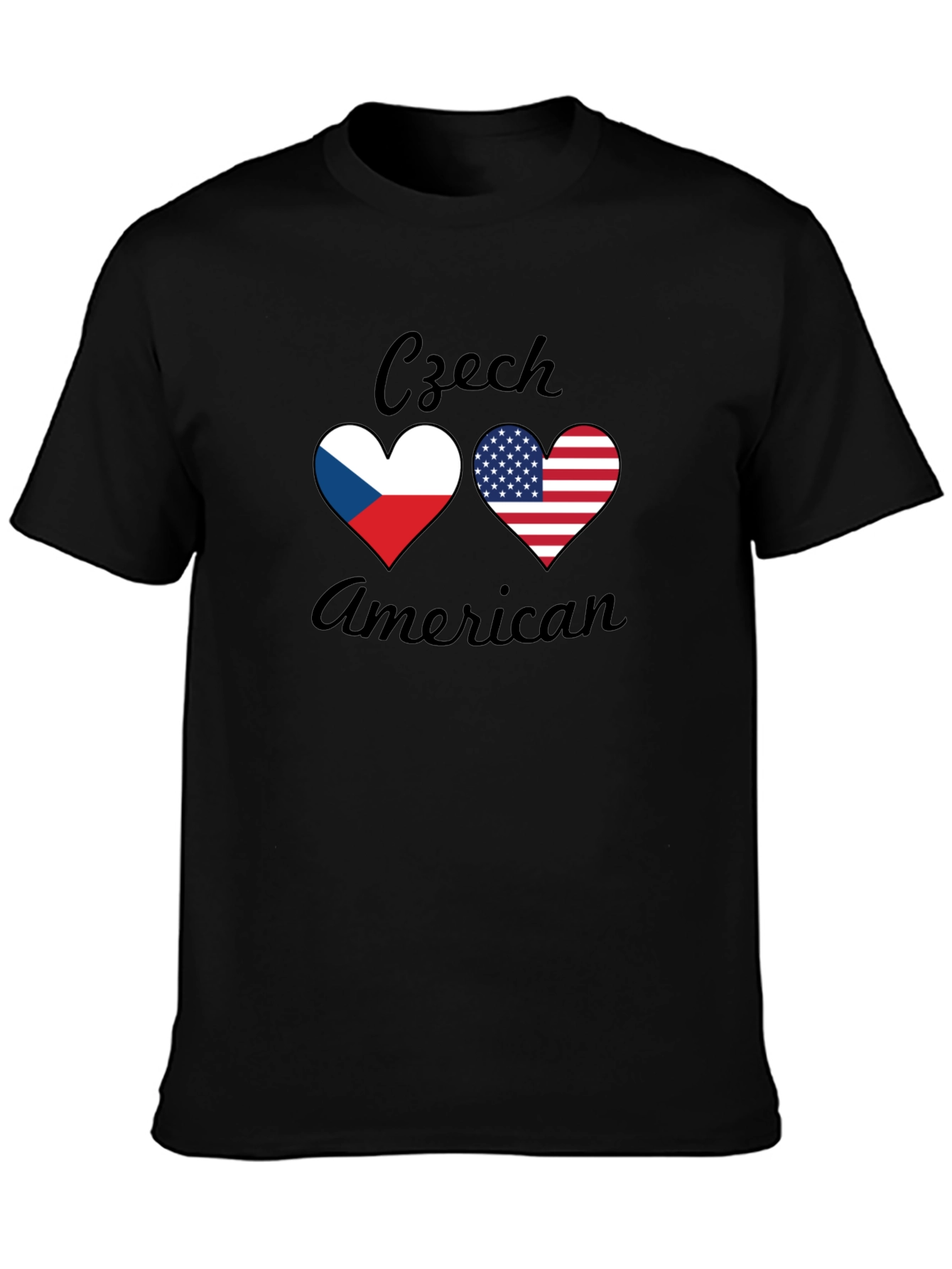 Czech American Flag Heart T-Shirt - Patriotic Tee