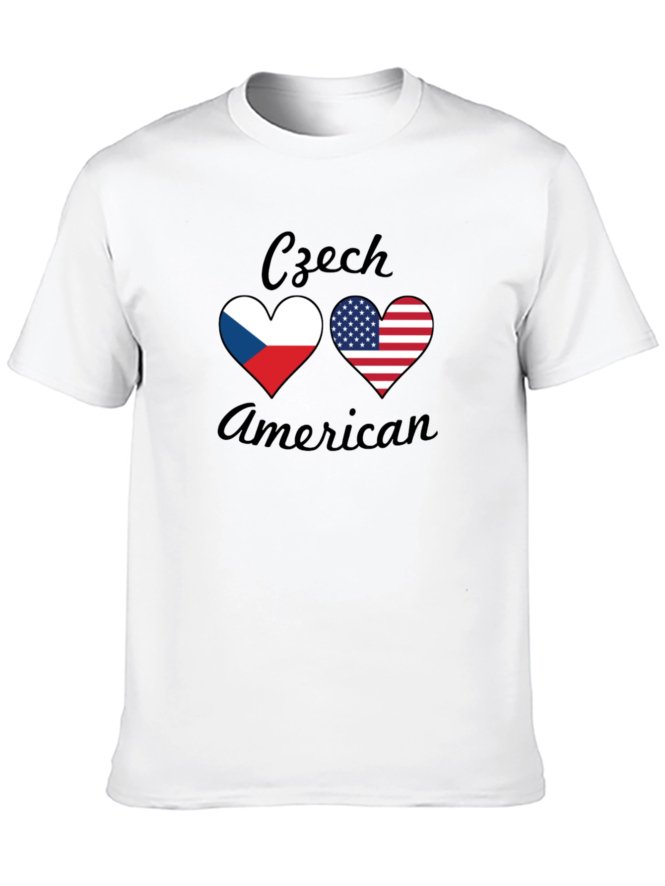Czech American Flag Heart T-Shirt - Patriotic Tee