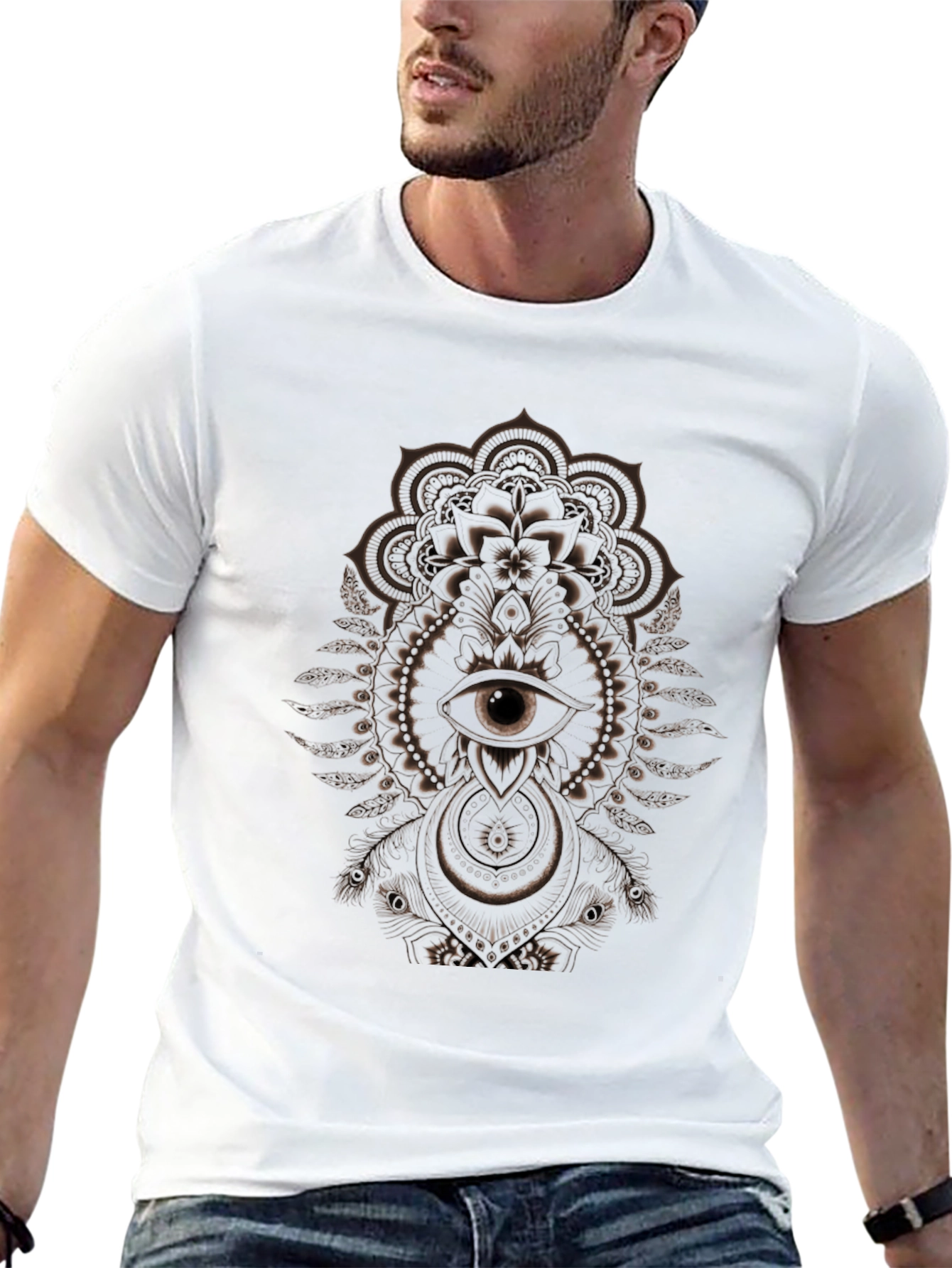 Mystic Eye Mandala Graphic Tee - Black Cotton T-Shirt
