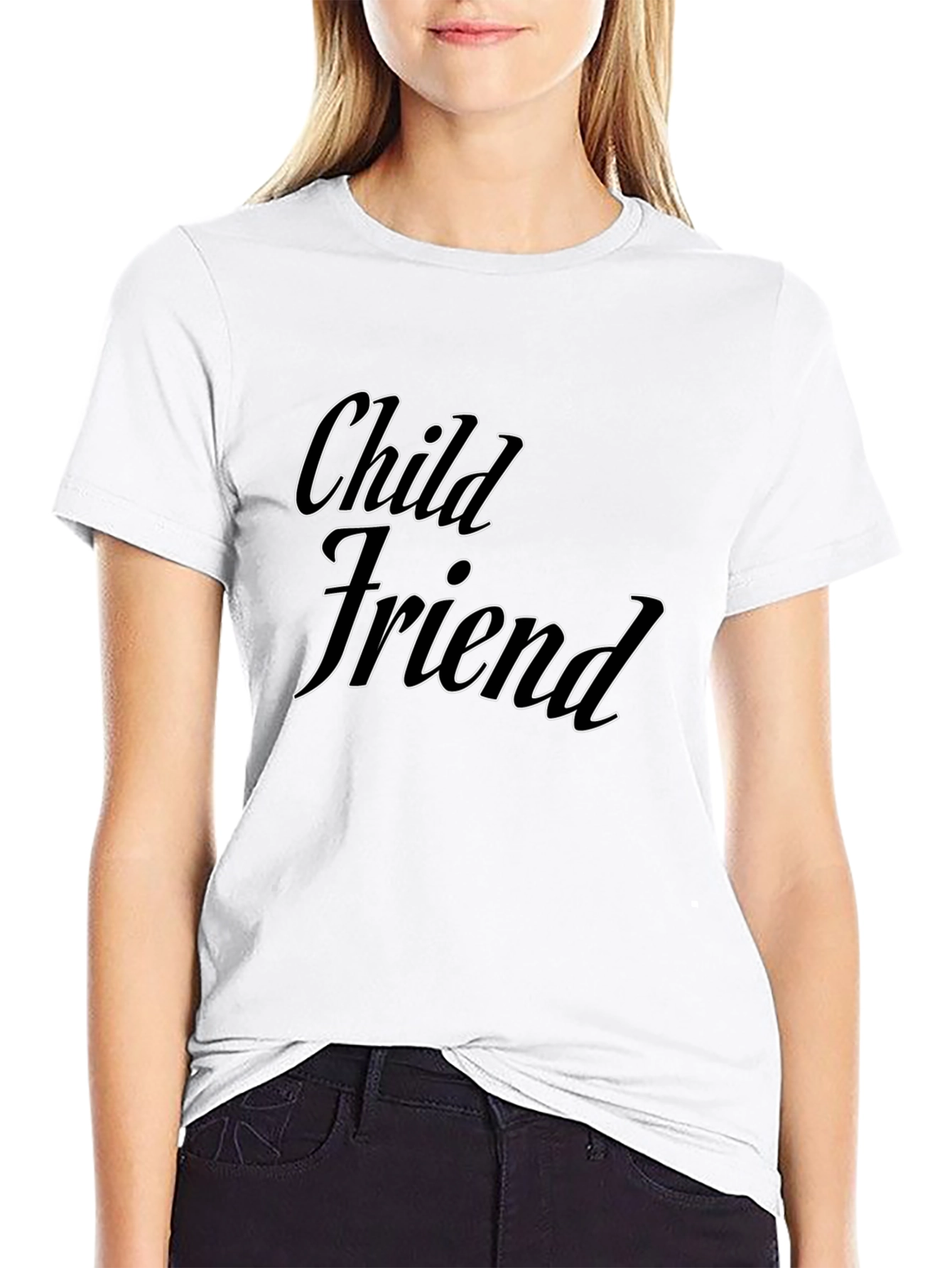 Child Friend Graphic Tee - Black Cotton Comfort