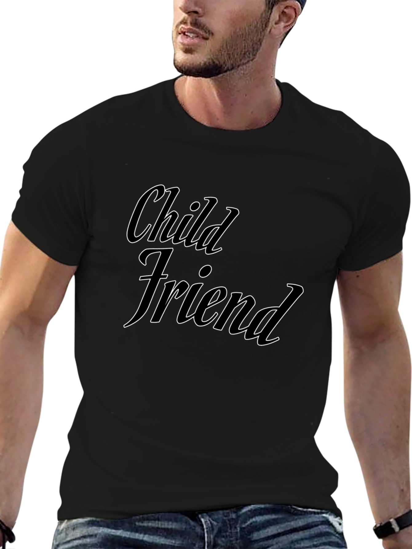 Child Friend Graphic Tee - Black Cotton Comfort