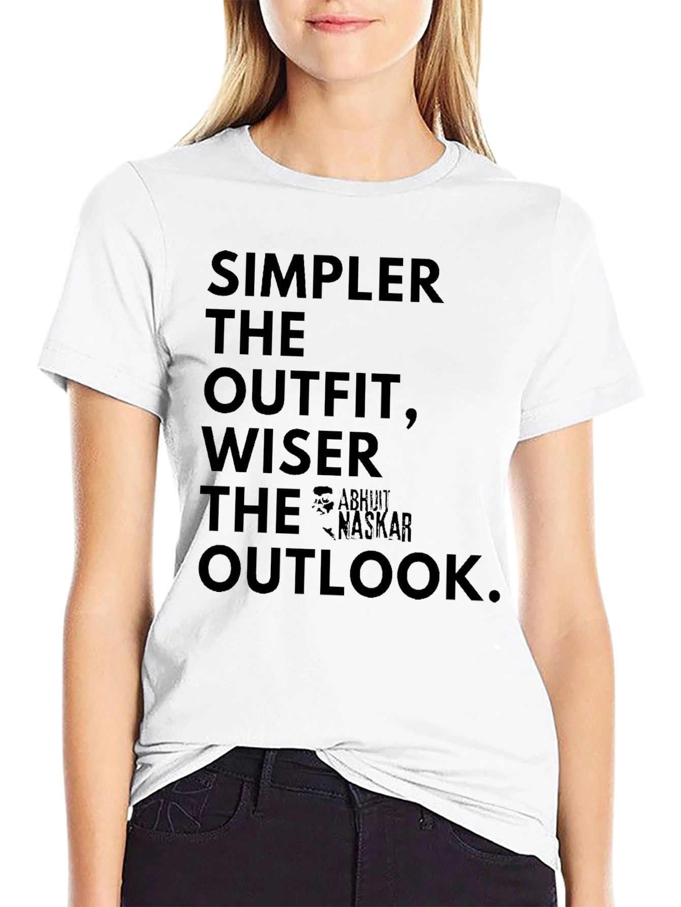 Simpler Outfit Wiser Outlook Black Graphic Tee