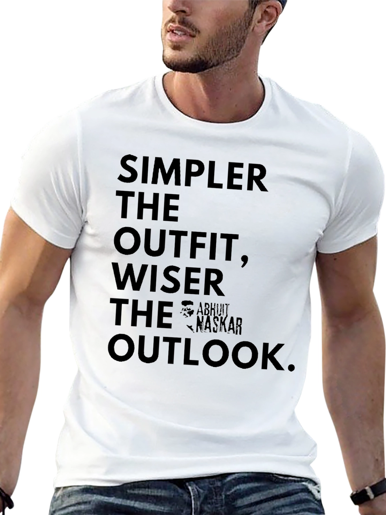 Simpler Outfit Wiser Outlook Black Graphic Tee