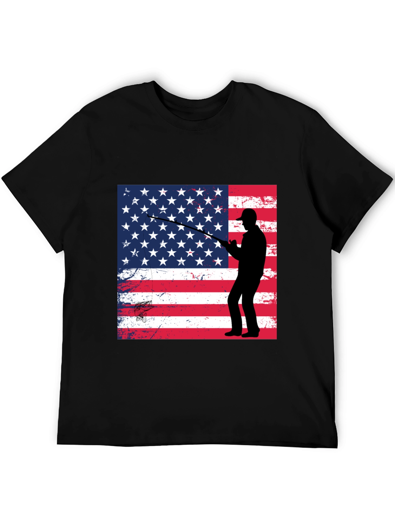 American Angler T-Shirt Patriotic Fishing Design