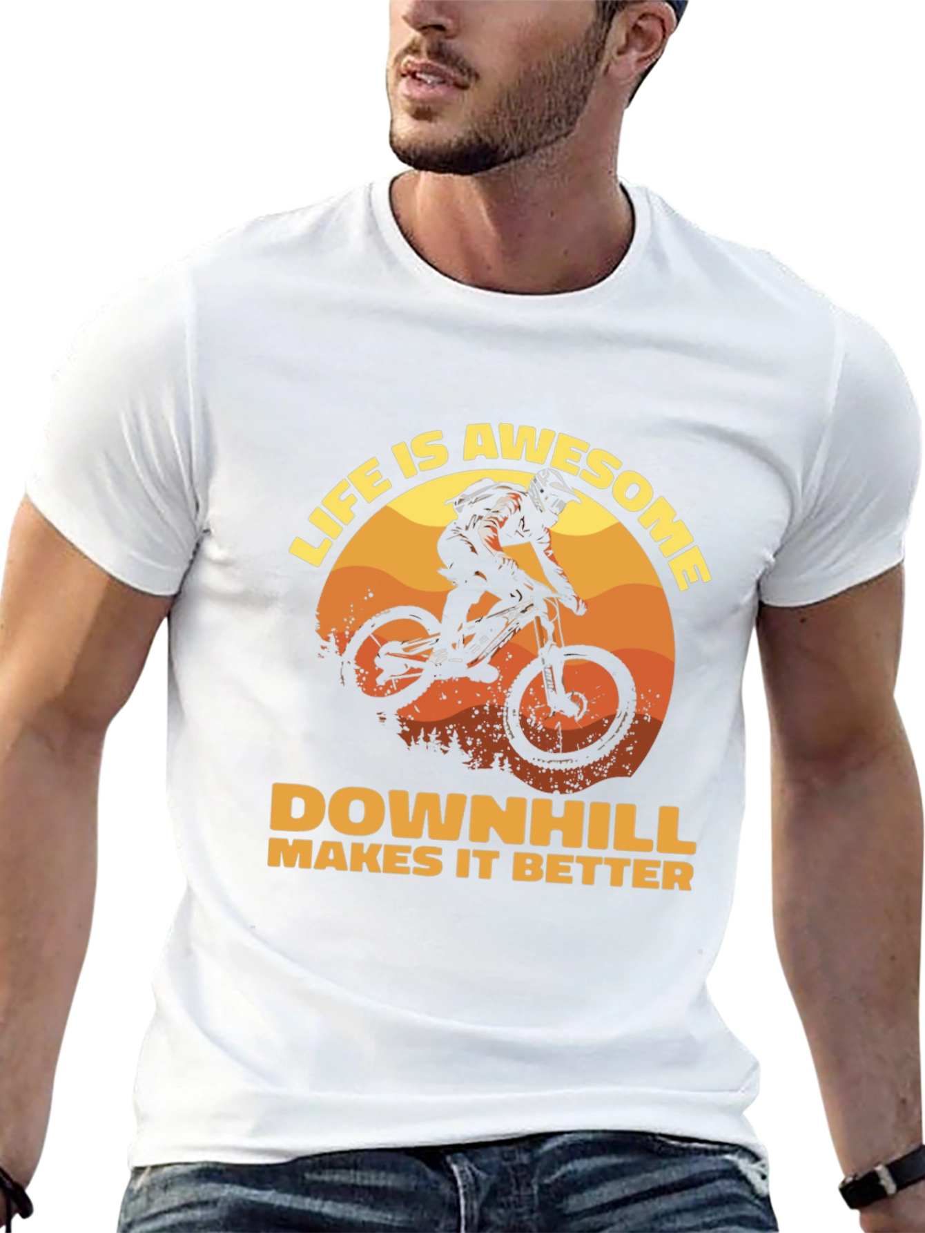 Life is Awesome Downhill Bike Graphic T-Shirt