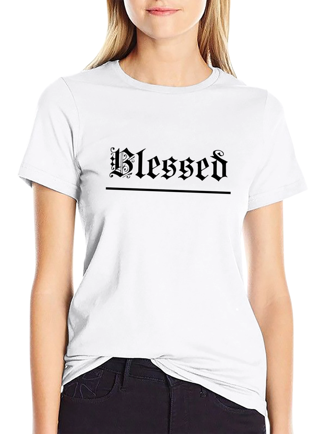 Blessed Graphic Tee - Black Gothic Style T-Shirt