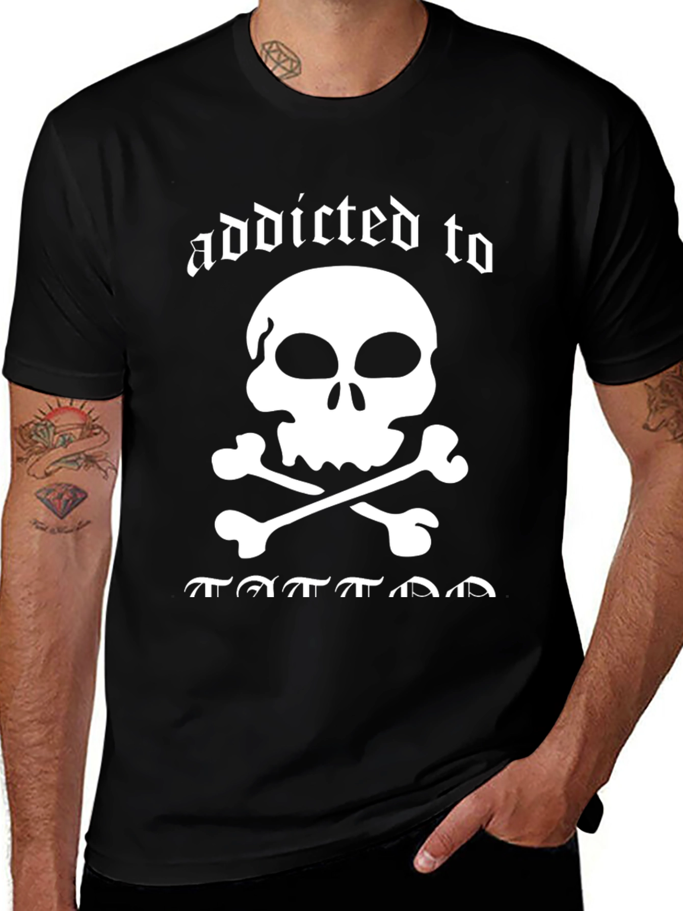 Addicted to Tattoos Skull Graphic Tee
