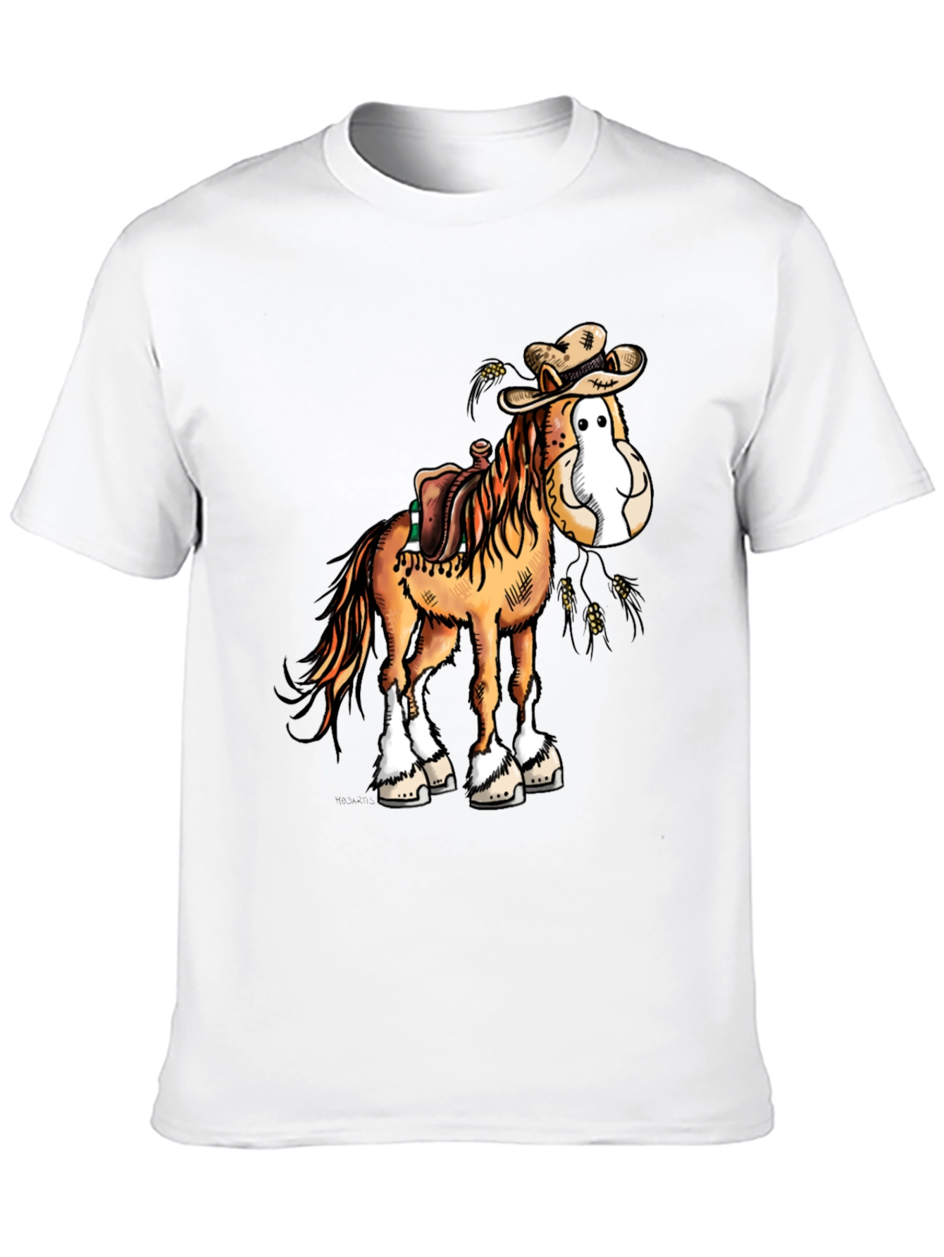 Funny Cartoon Horse Cowboy Graphic Tee