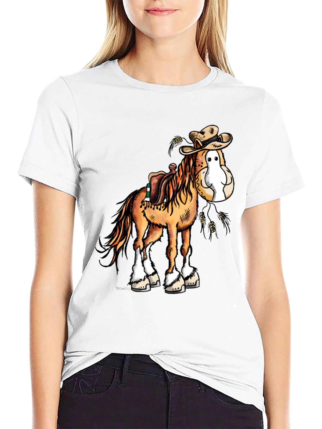 Funny Cartoon Horse Cowboy Graphic Tee