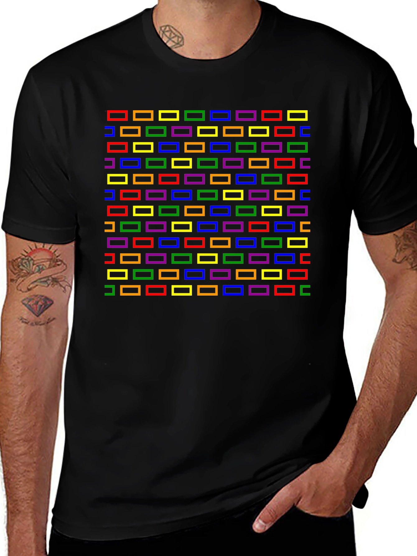 Retro Rectangles Graphic Tee - Black