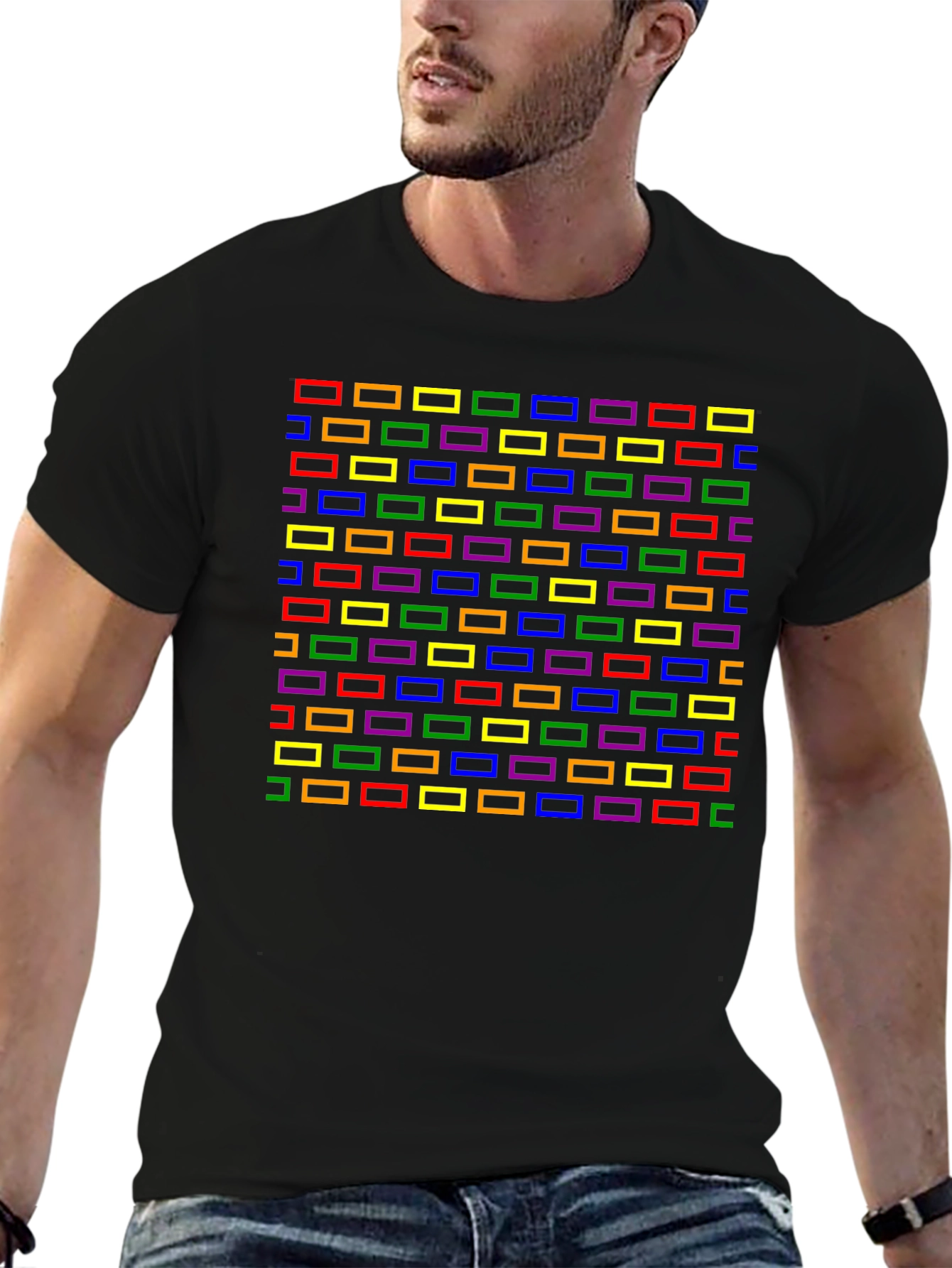 Retro Rectangles Graphic Tee - Black