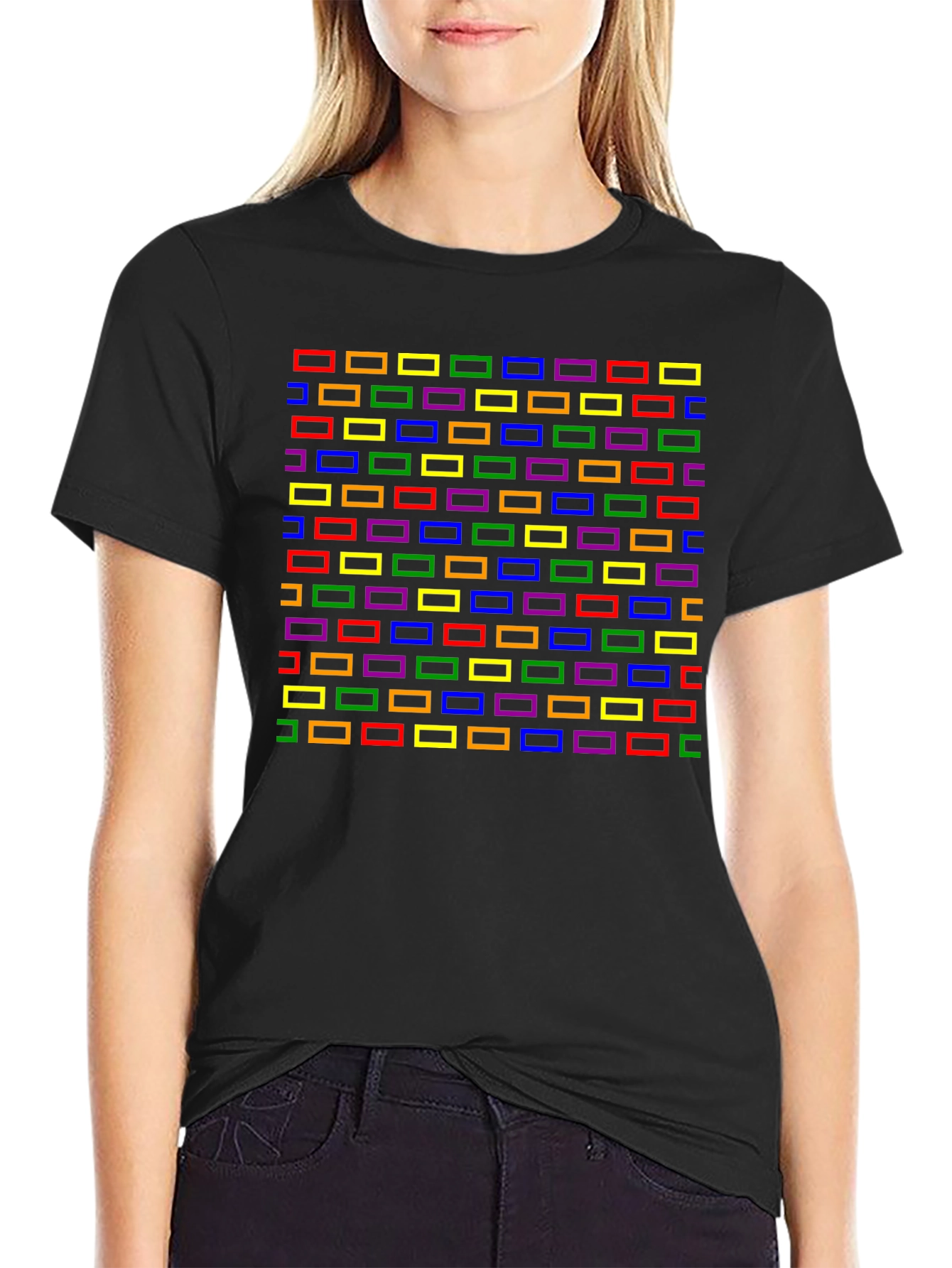 Retro Rectangles Graphic Tee - Black
