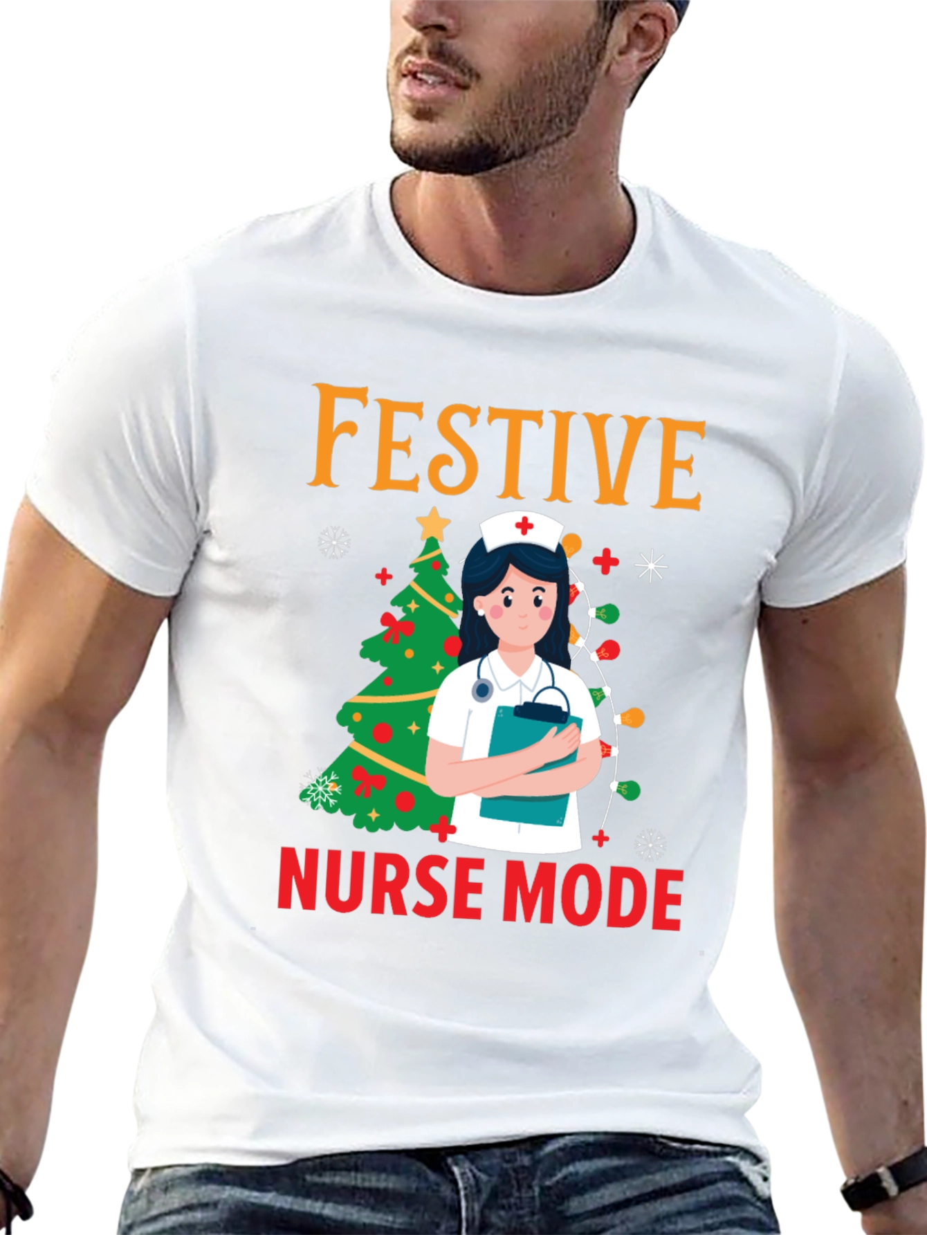 Festive Nurse Mode Christmas T-Shirt