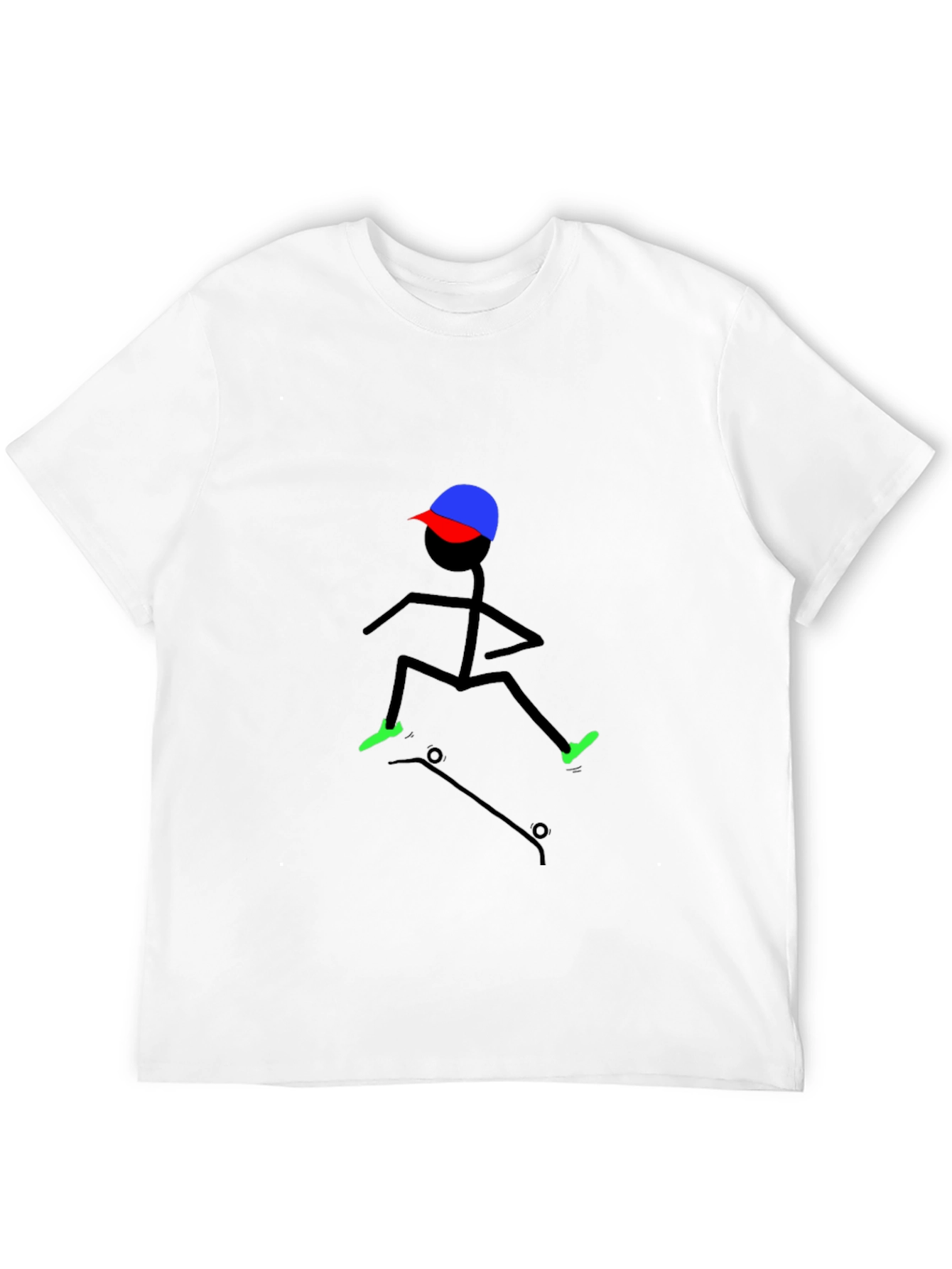 Skateboarding Stick Figure Tee - Cool Black T-Shirt