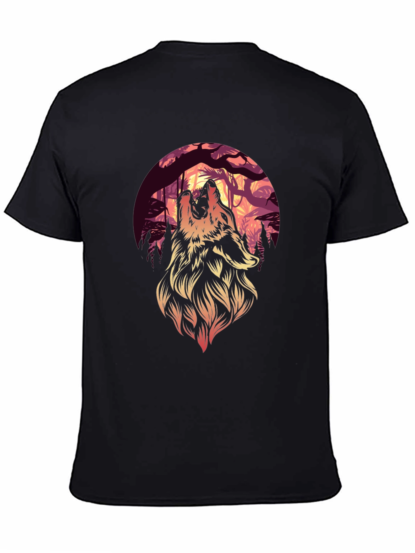 Wolf Howl Graphic Tee - Black Cotton T-Shirt