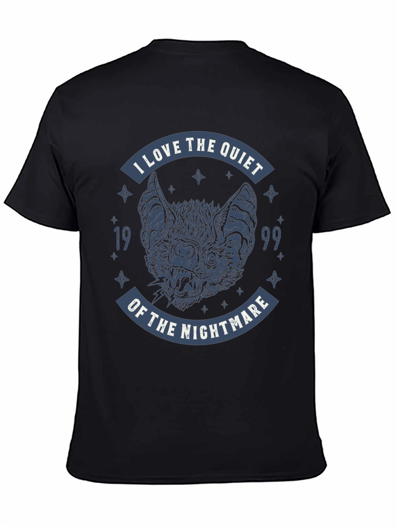 Quiet Nightmare Bat Graphic T-Shirt - Black