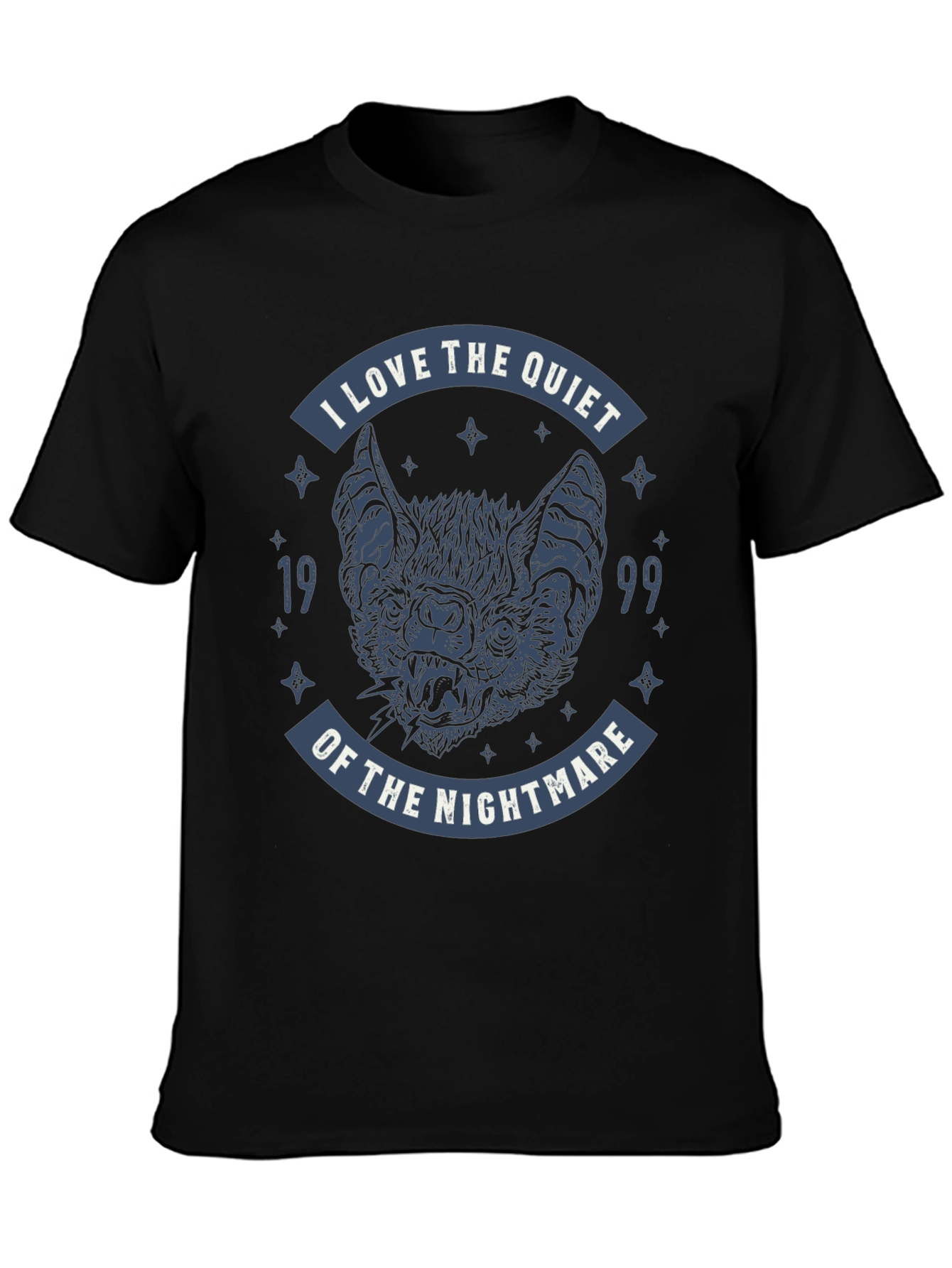Quiet Nightmare Bat Graphic T-Shirt - Black