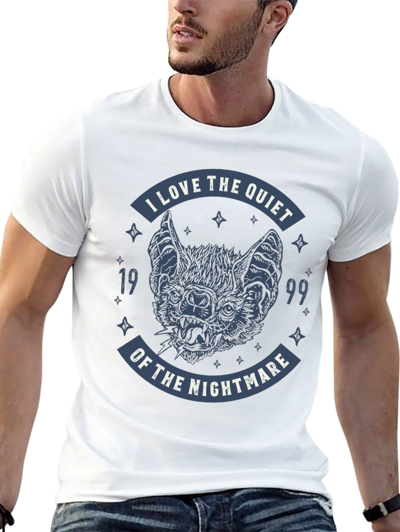 Quiet Nightmare Bat Graphic T-Shirt - Black