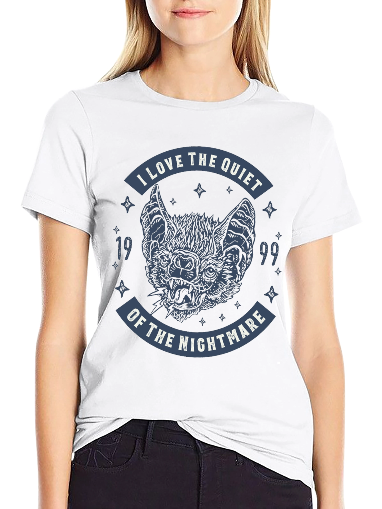 Quiet Nightmare Bat Graphic T-Shirt - Black