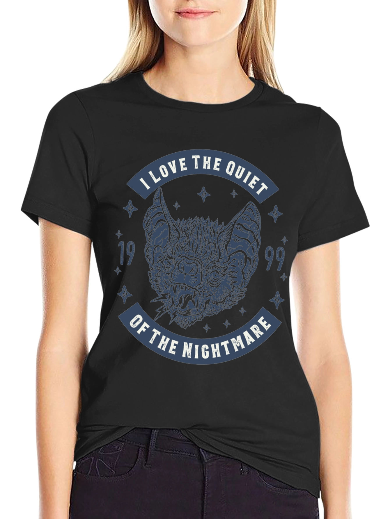 Quiet Nightmare Bat Graphic T-Shirt - Black
