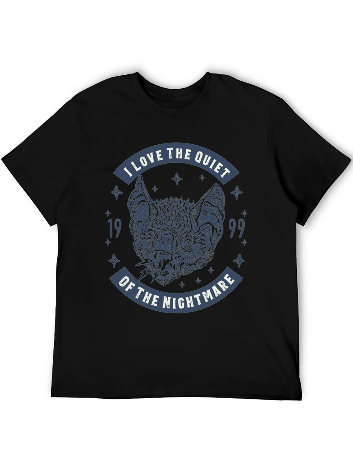 Quiet Nightmare Bat Graphic T-Shirt - Black
