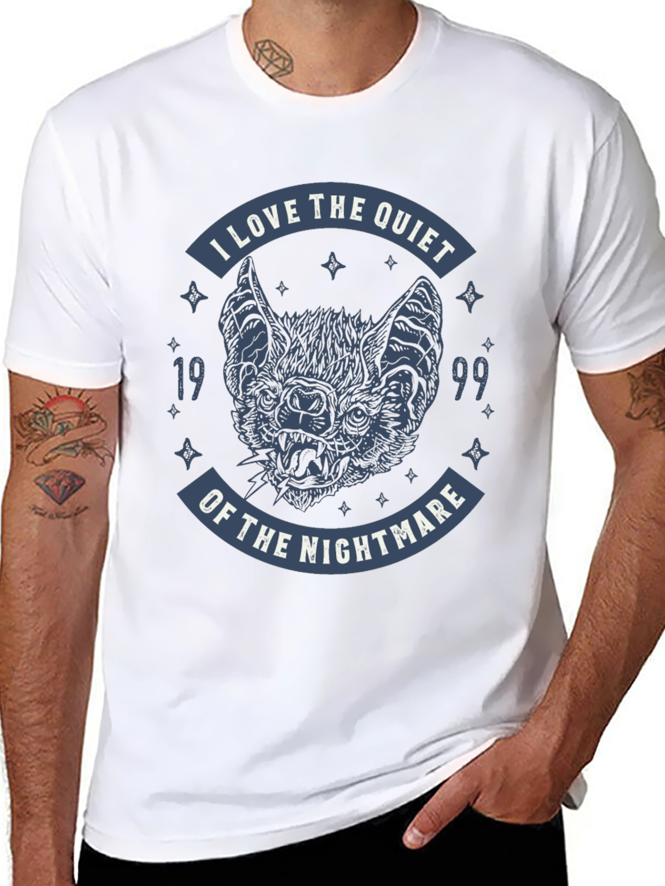 Quiet Nightmare Bat Graphic T-Shirt - Black