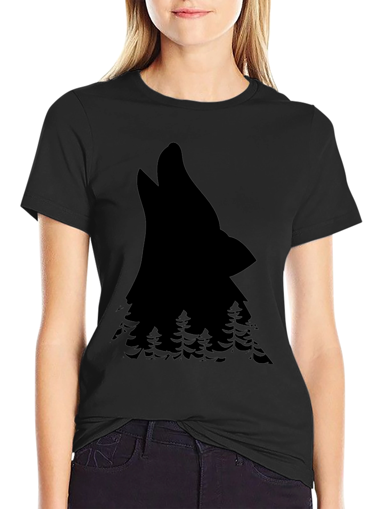 Wolf & Forest Graphic Tee - Black