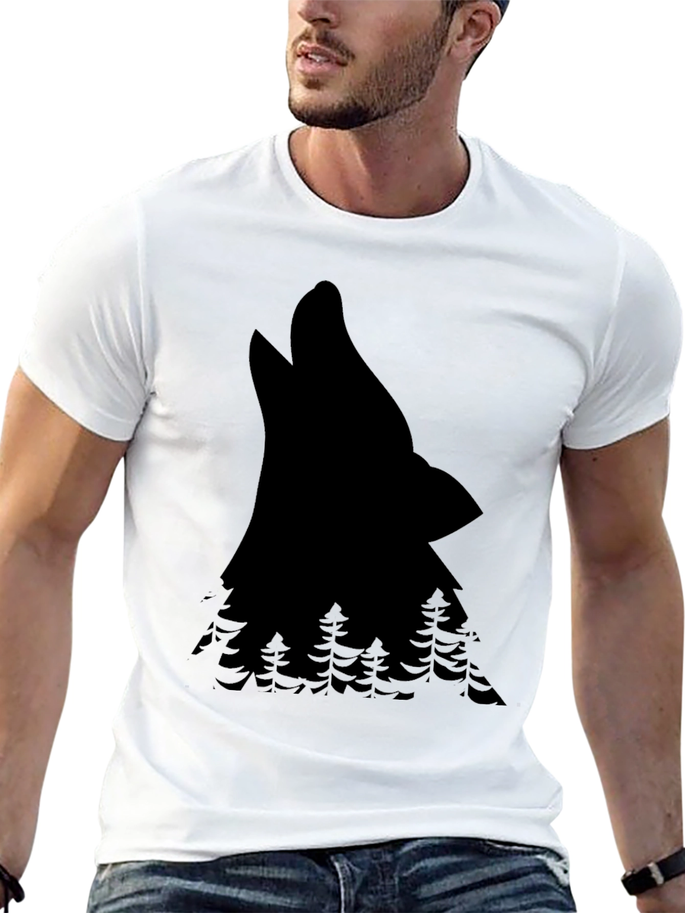 Wolf & Forest Graphic Tee - Black