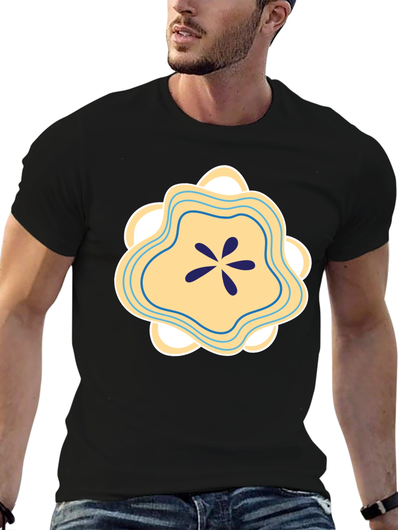 Abstract Floral Graphic Tee - Stylish Cotton Blend