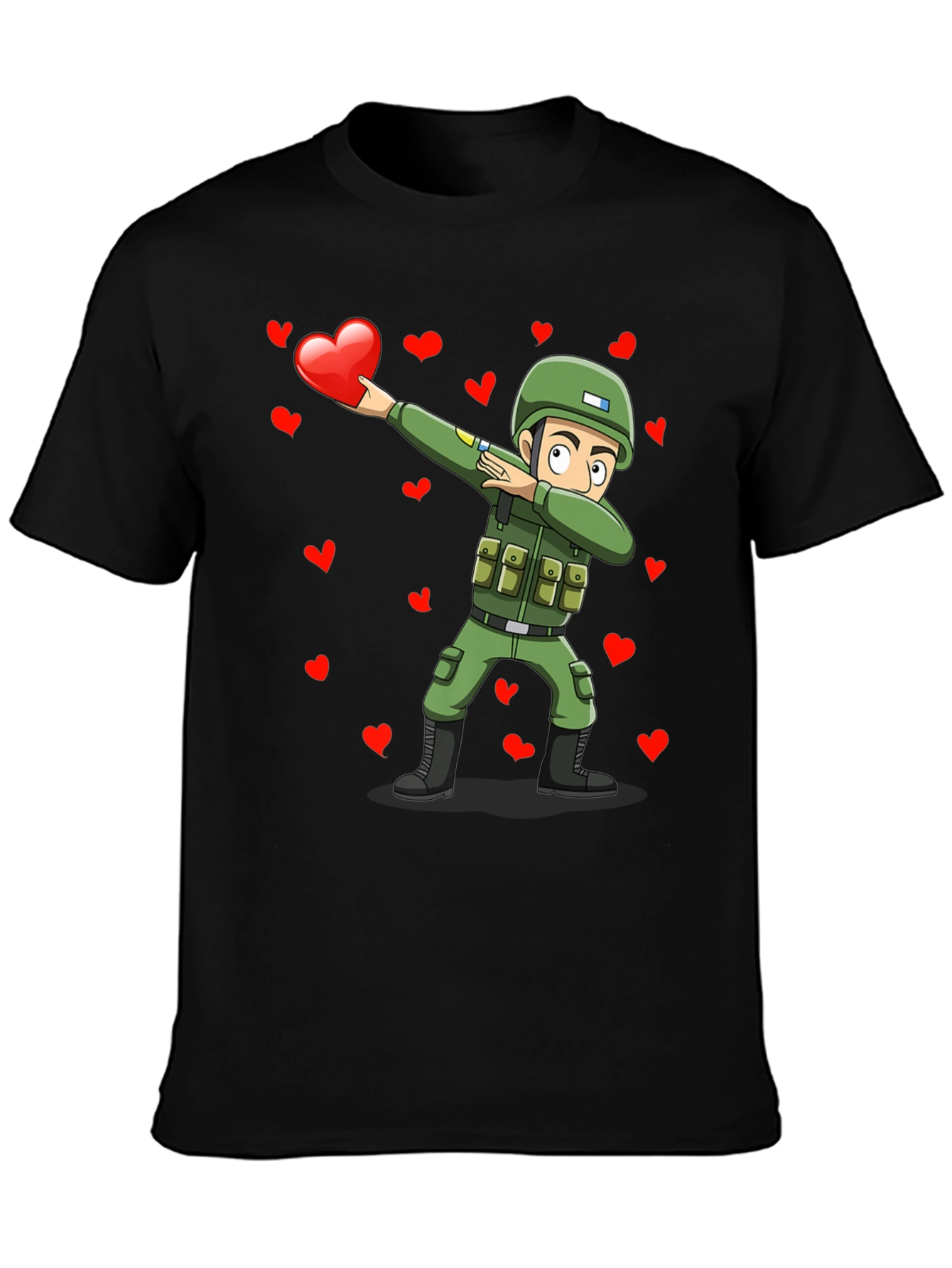 Valentines Day Soldier Dabbing Graphic T-Shirt
