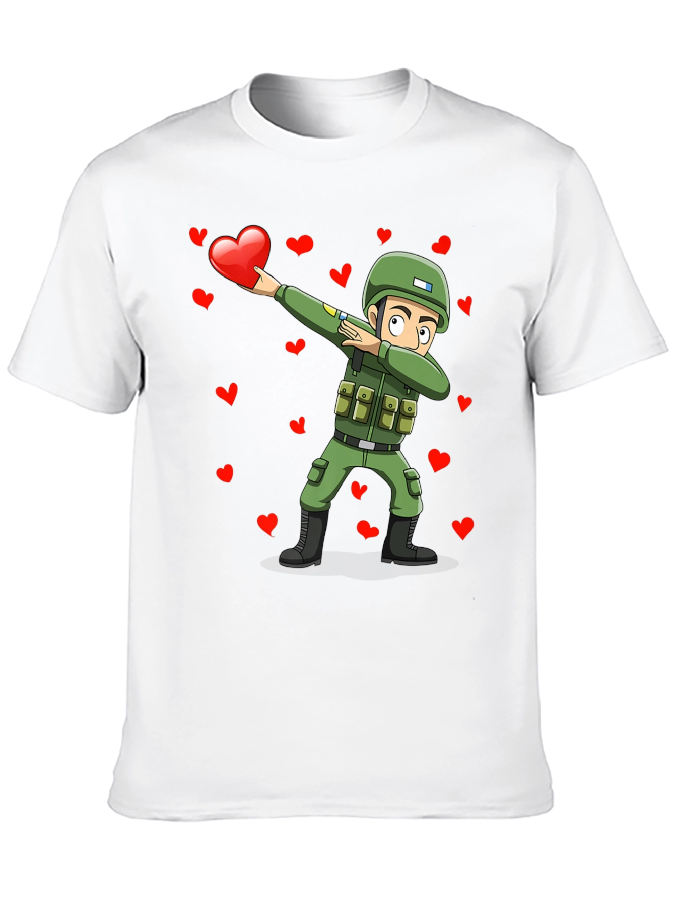 Valentines Day Soldier Dabbing Graphic T-Shirt