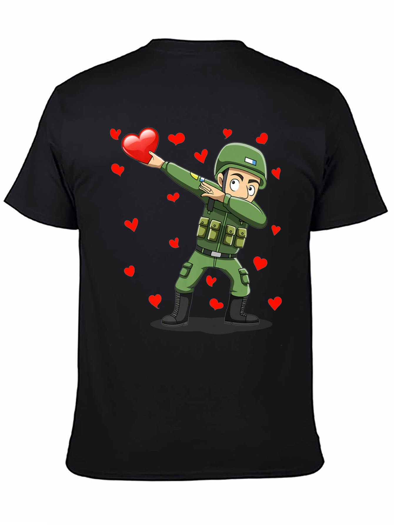 Valentines Day Soldier Dabbing Graphic T-Shirt