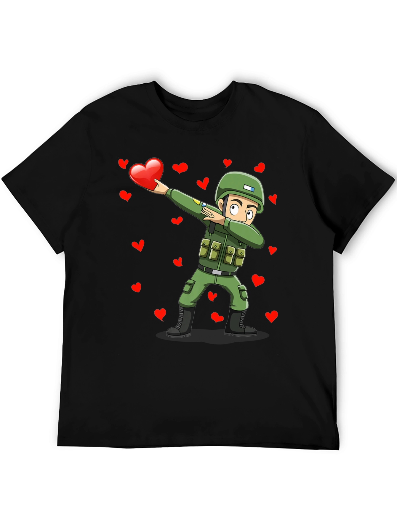 Valentines Day Soldier Dabbing Graphic T-Shirt