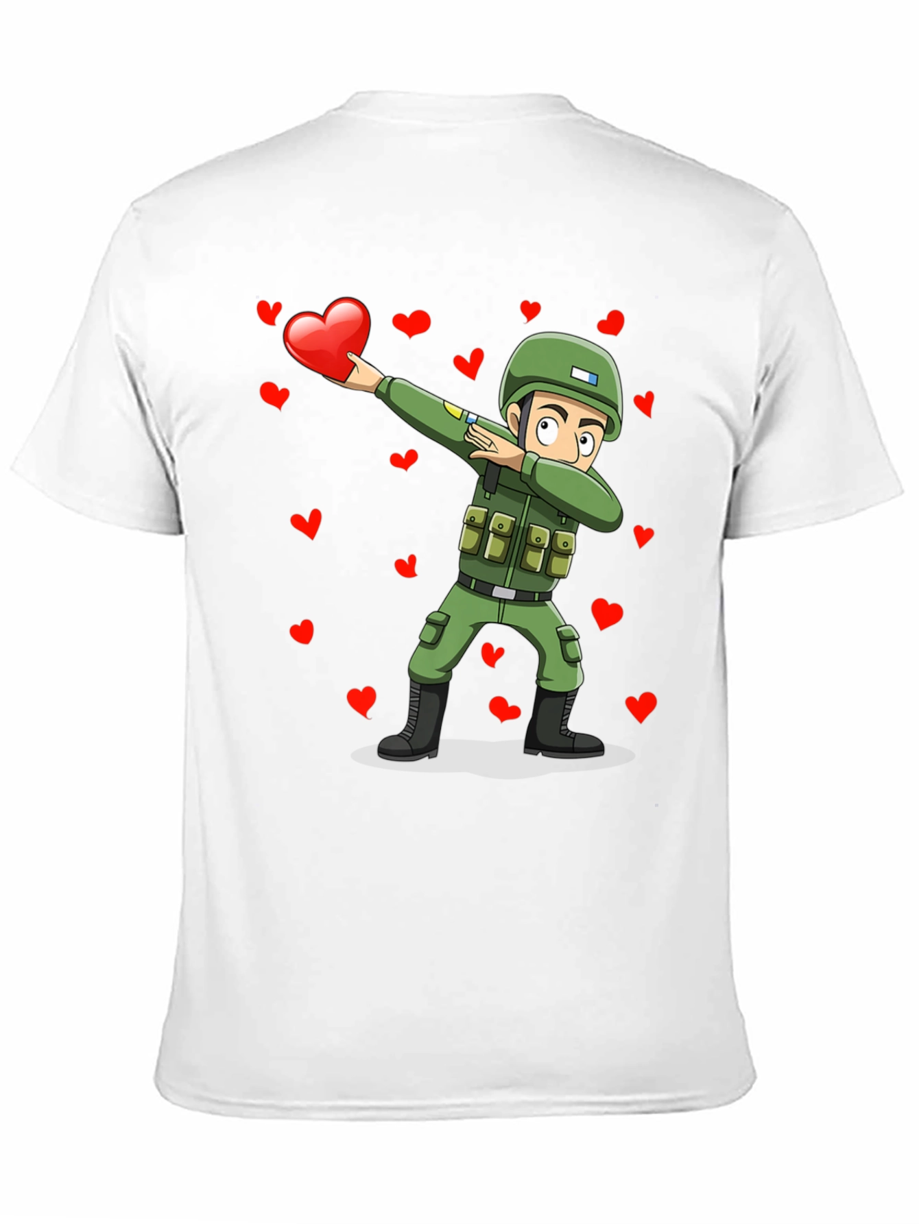 Valentines Day Soldier Dabbing Graphic T-Shirt