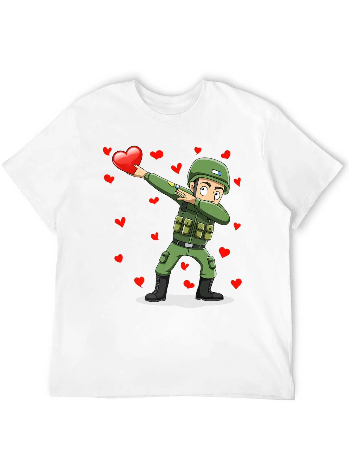Valentines Day Soldier Dabbing Graphic T-Shirt