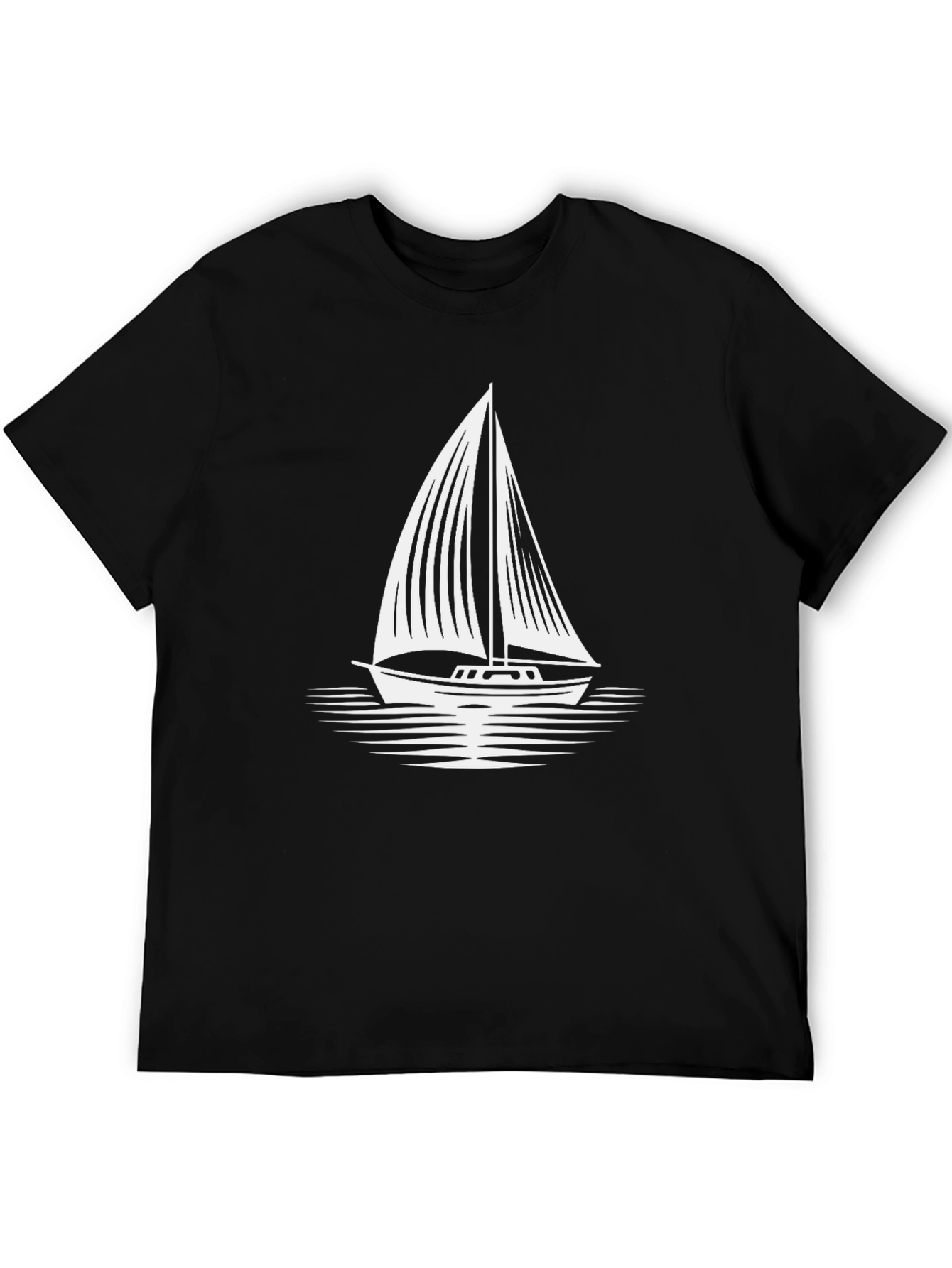 Sailboat Graphic T-Shirt - Black Cotton Tee
