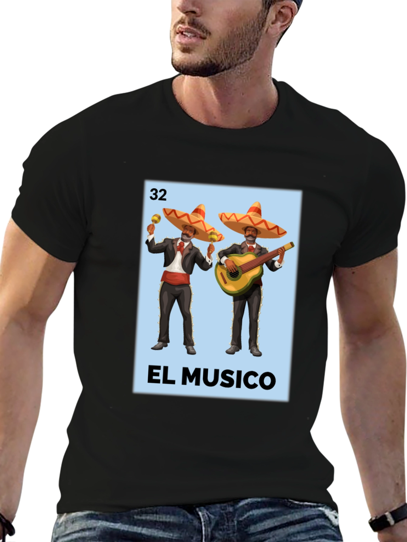 El Musico Loteria T-Shirt - Black Cotton Tee