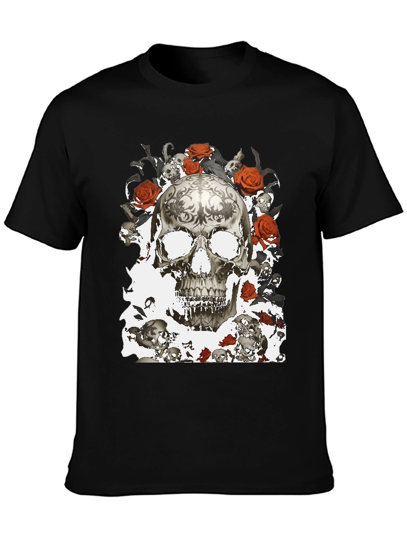 Skull & Roses Graphic T-Shirt - Gothic Style