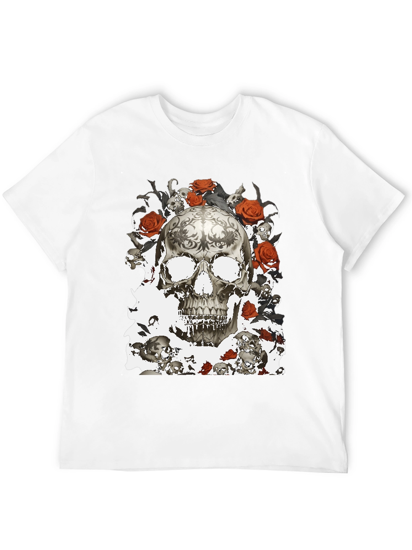 Skull & Roses Graphic T-Shirt - Gothic Style