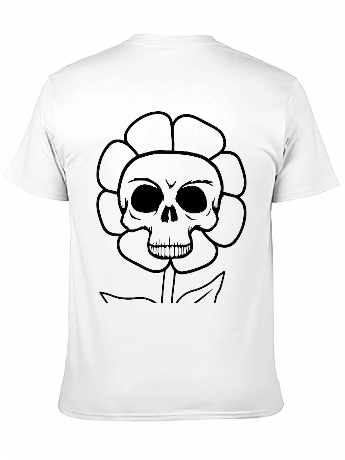 Skull Flower Graphic T-Shirt - Black