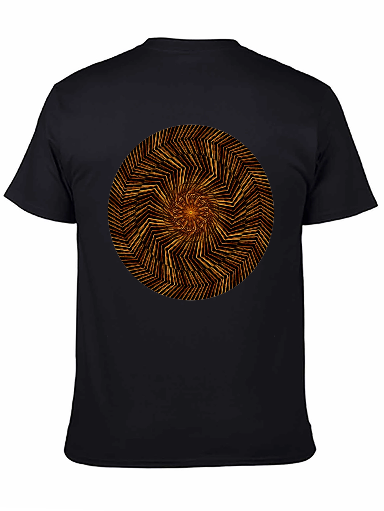 Geometric Spiral Graphic Tee - Black Cotton