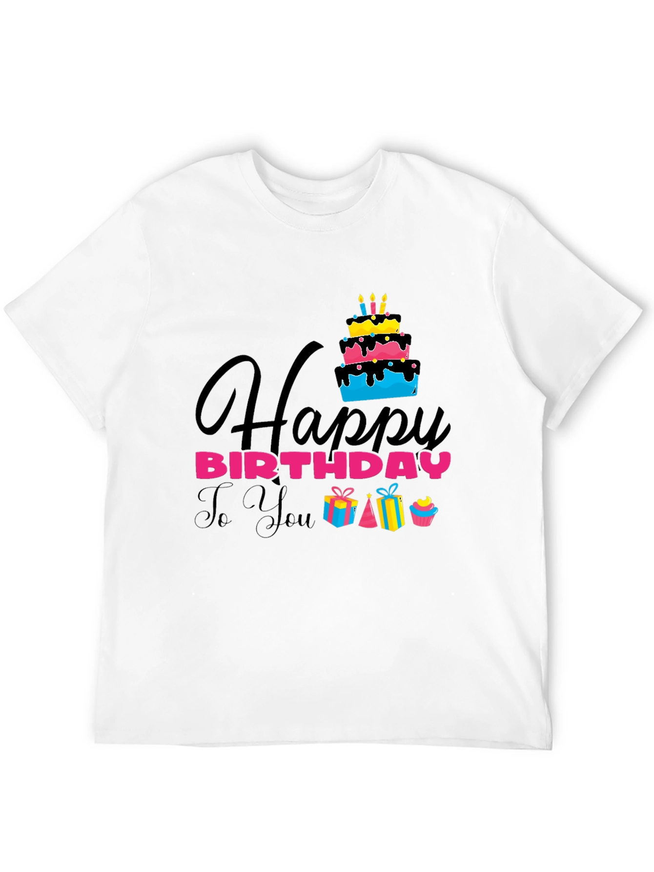 Happy Birthday Graphic Tee - Mens Black T-Shirt