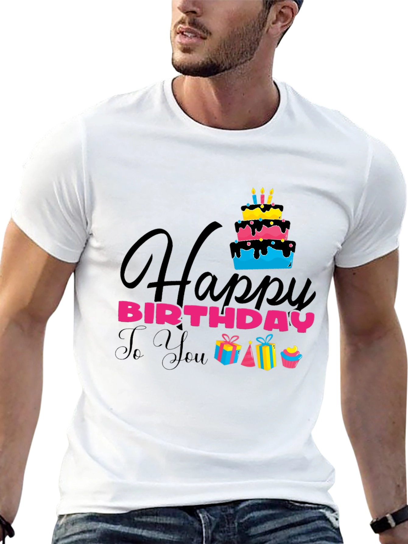 Happy Birthday Graphic Tee - Mens Black T-Shirt