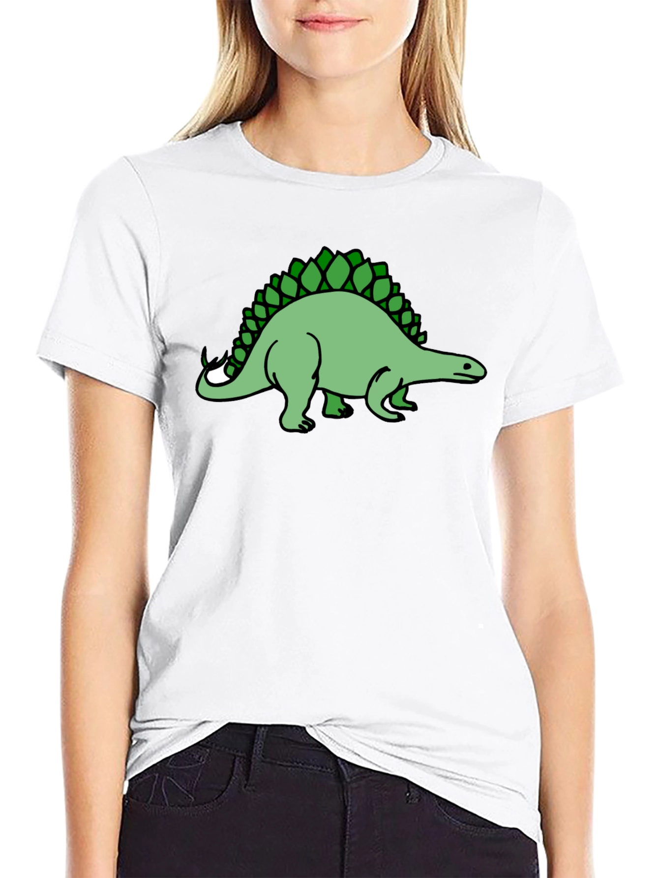 Stegosaurus Graphic Tee - Black Cotton T-Shirt