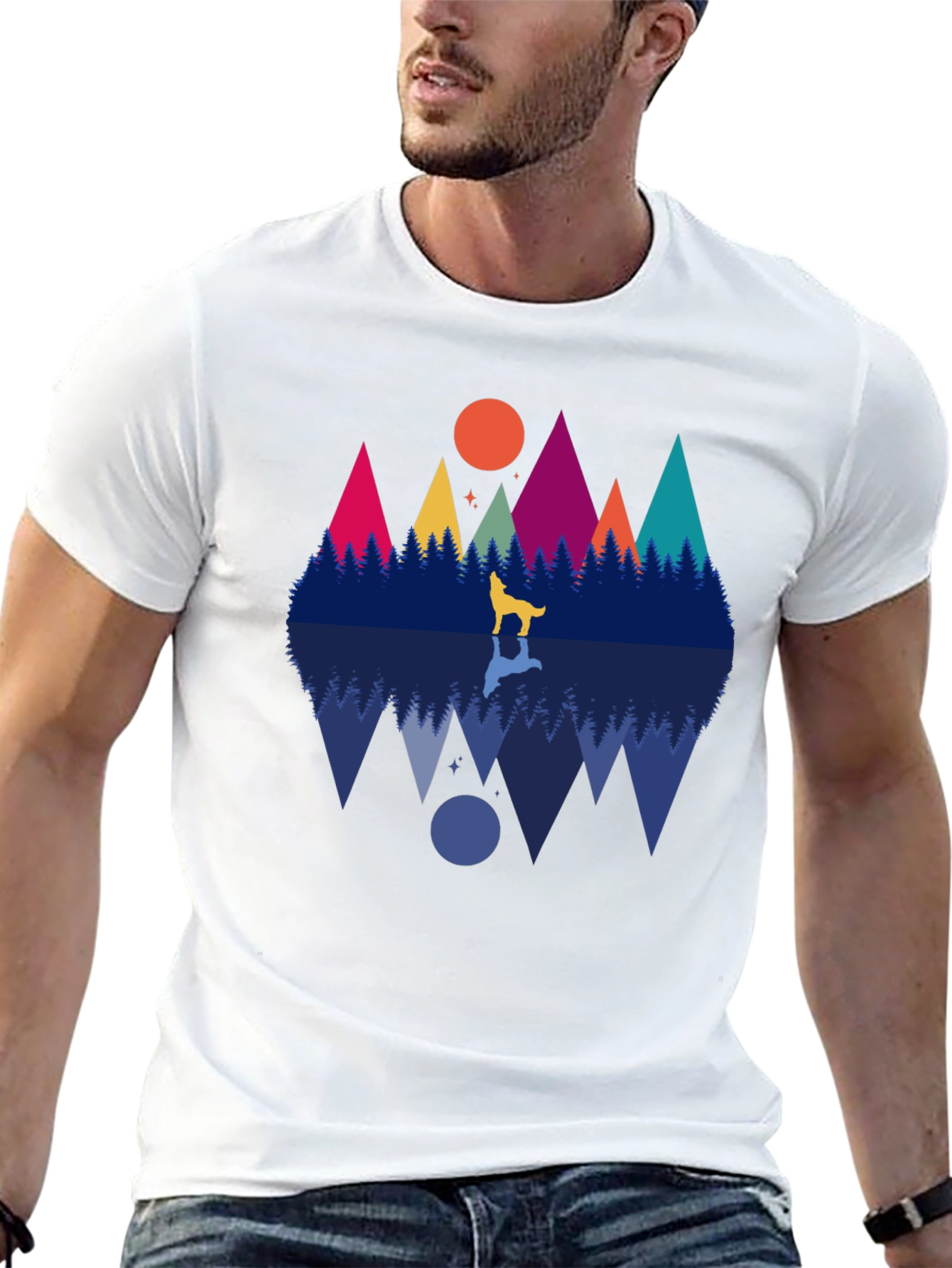 Wolf & Mountain Reflection Graphic Tee
