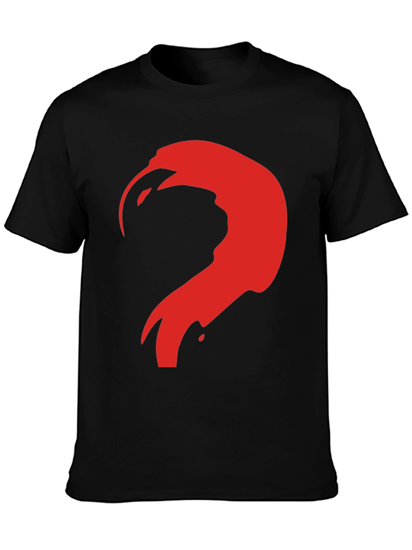 Abstract Red Graphic Print Black T-Shirt