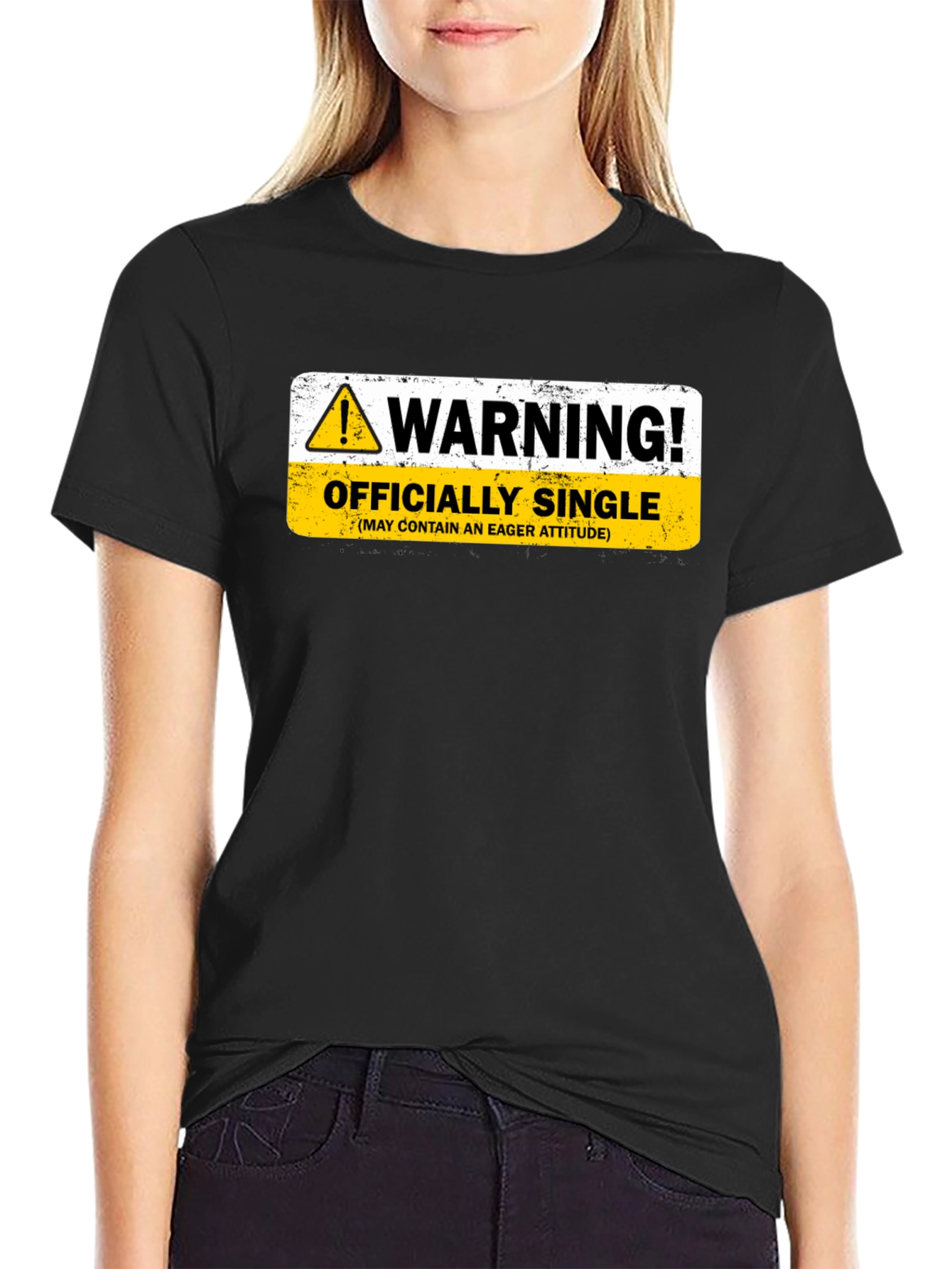 Warning Officially Single Black T-Shirt