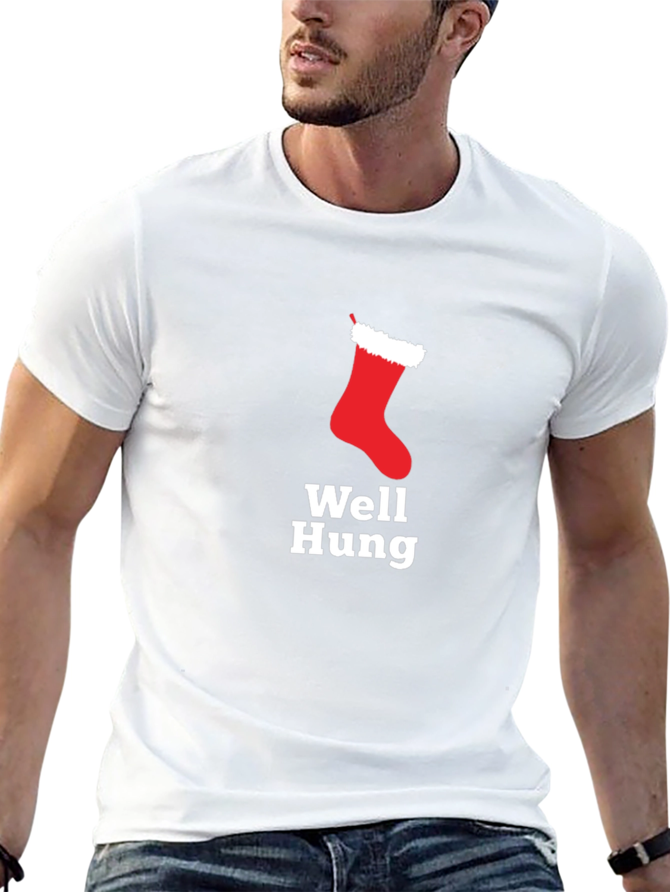 Well Hung Christmas Stocking Graphic T-Shirt