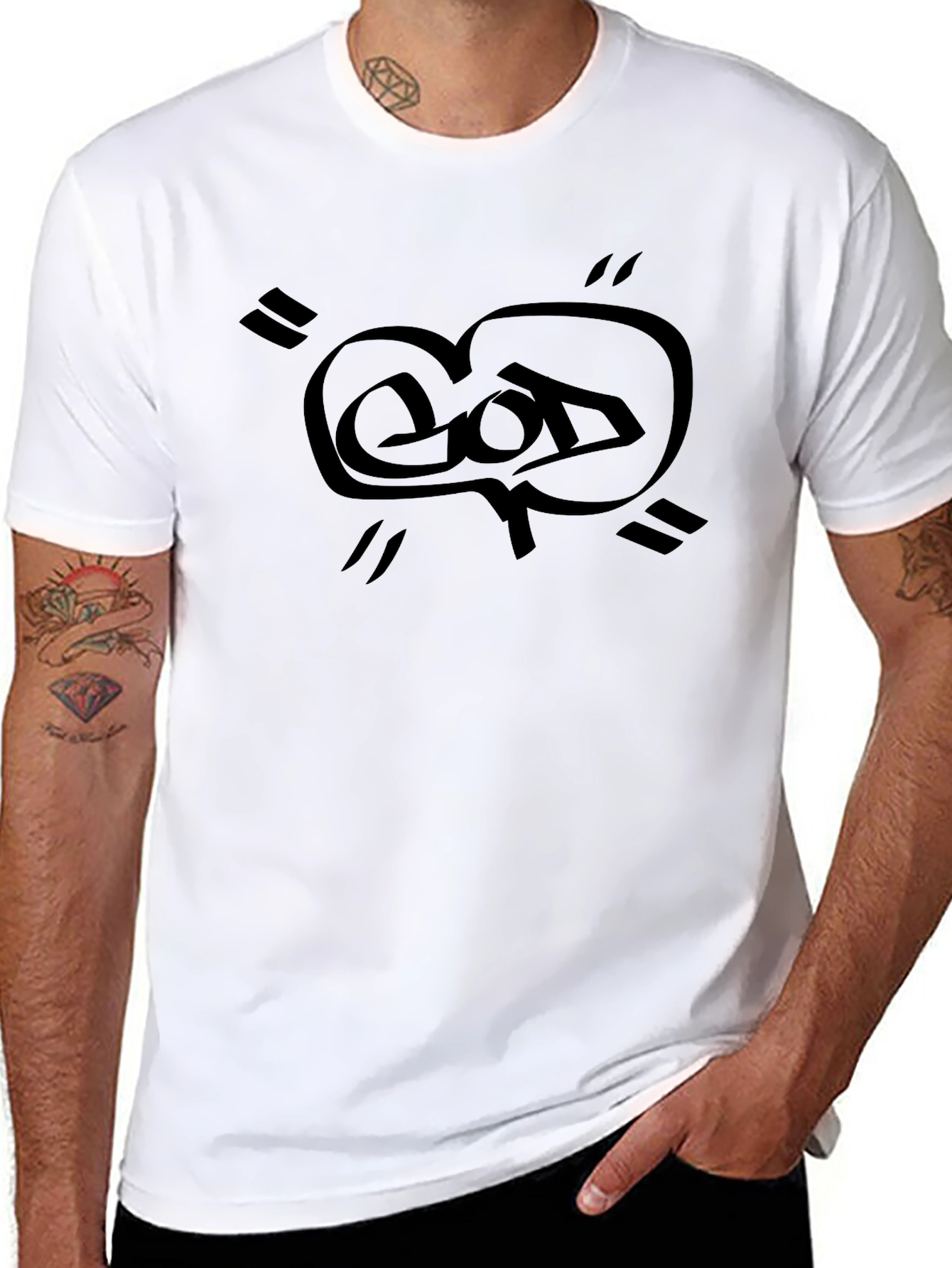 Black Graphic Tee - Unique God Design