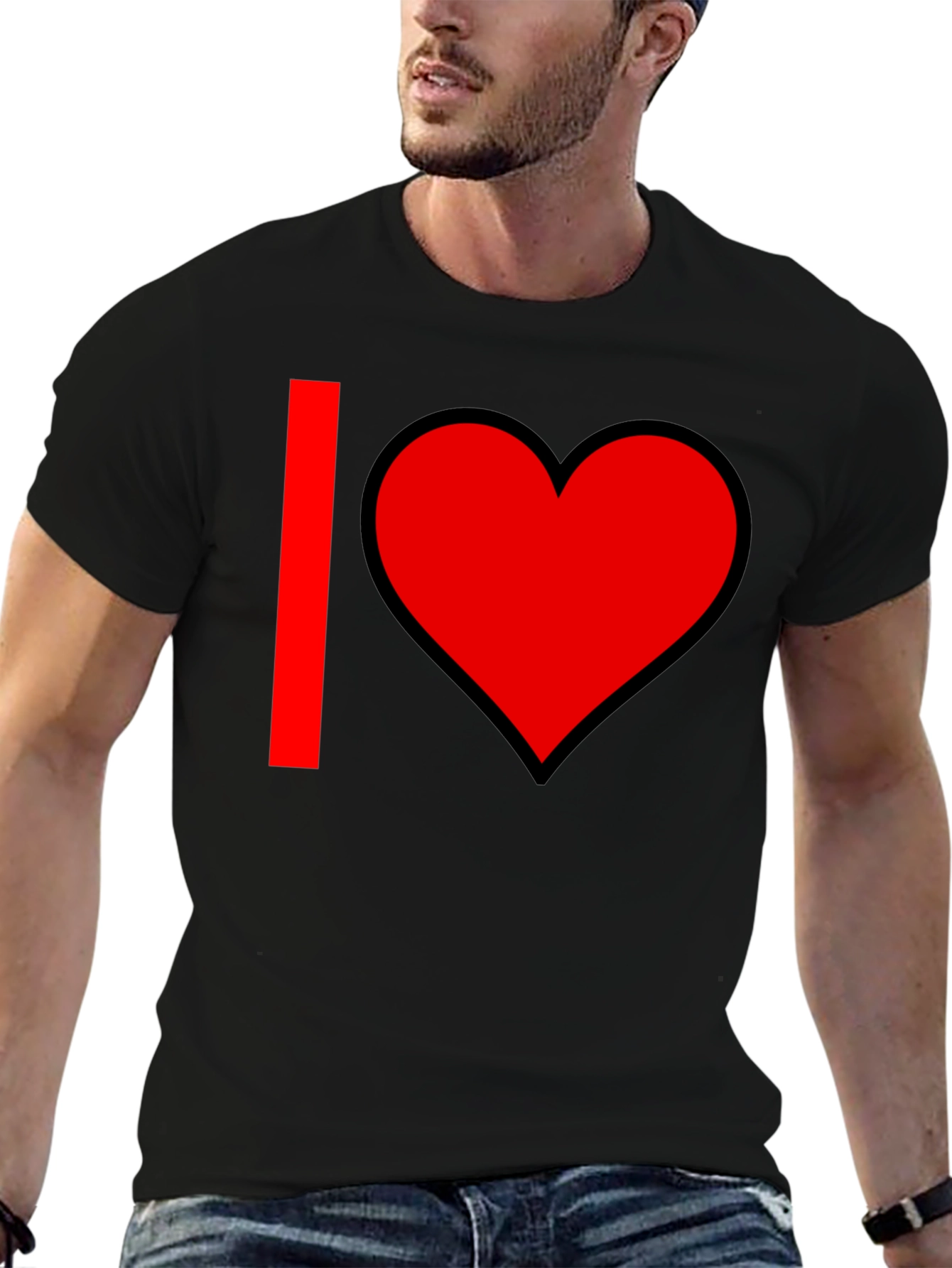 I Heart Graphic T-Shirt - Black Cotton Blend